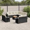 vidaXL 12 Piece Garden Sofa Set with Cushions Black Poly Rattan