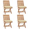 vidaXL Folding Garden Chairs with Cushions 4 pcs Solid Teak Wood