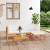 vidaXL 5 Piece Garden Lounge Set with Cream Cushions Solid Teak Wood