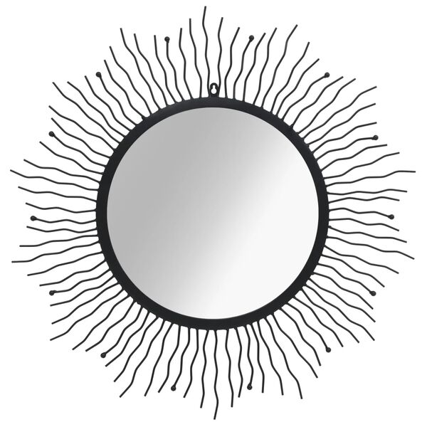 vidaXL Garden Wall Mirror Sunburst 80 cm Black