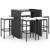 vidaXL 7 Piece Garden Bar Set with Cushions Black Poly Rattan