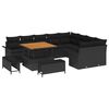 vidaXL Garden Sofa Set with Cushion with Storage 12 pcs Black