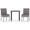 vidaXL 3 Piece Garden Dining Set Poly Rattan Grey