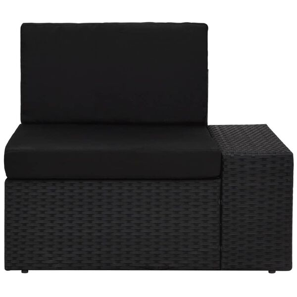 vidaXL 5 Piece Garden Lounge Set with Cushions Black Poly Rattan