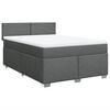 vidaXL Box Spring Bed with Mattress Dark Grey Double Fabric
