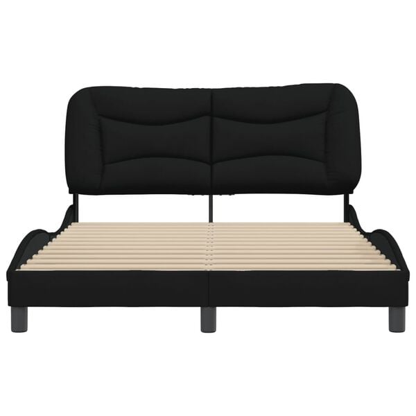 vidaXL Bed Frame without Mattress "Hvar" Black 137x190 cm Double Fabric