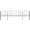 vidaXL Garden Fence with Spear Top Steel 714,5x175 cm Black (4x144944)