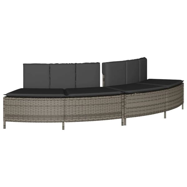 vidaXL Hot Tub Benches with Cushions 2 pcs Grey Poly Rattan