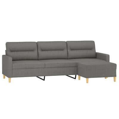 vidaXL 3-Seater Sofa with Footstool Dark Grey 210 cm Fabric