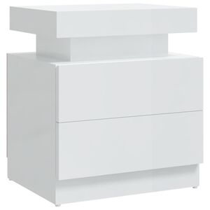 vidaXL Bedside Cabinet High Gloss White 45x35x52 cm Engineered Wood