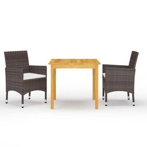 vidaXL 3 Piece Garden Dining Set Brown