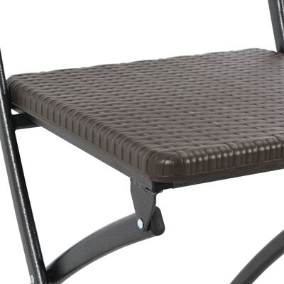 vidaXL Folding Bar Chairs 2 pcs HDPE and Steel Brown Rattan Look