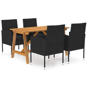 vidaXL 5 Piece Garden Dining Set Black