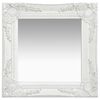 vidaXL Wall Mirror | White | Wood, Glass, Engineered Wood | 40x40 cm