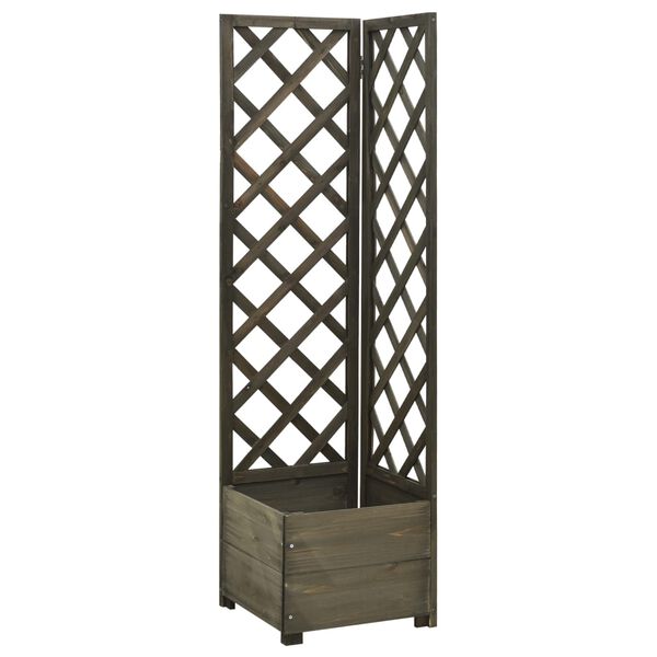 vidaXL Corner Trellis Planter Grey 40x40x150 cm Solid Firwood