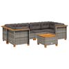 vidaXL 7 Piece Garden Sofa Set with Cushions Grey Poly Rattan
