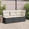 vidaXL Garden Sofa Corner with Cushions Black Poly Rattan