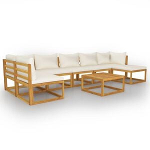 vidaXL 8 Piece Garden Lounge Set with Cushion Cream Solid Acacia Wood