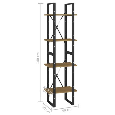vidaXL 4-Tier Book Cabinet 40x30x140 cm Solid Pine Wood