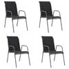 vidaXL Stackable Garden Chairs 4 pcs Steel and Textilene Black