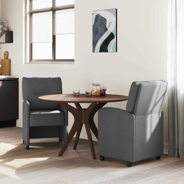 vidaXL Dining Chairs with Wheels 2 pcs Dark grey 57 x 67 x 95 cm