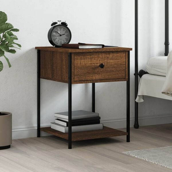 vidaXL Bedside Table Brown Oak 44x45x58 cm Engineered Wood