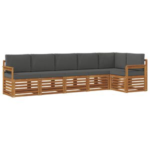 vidaXL Outdoor Sofa Set 6 pcs Natural and Anthracite Polyester