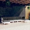 vidaXL 7 Piece Garden Lounge Set with Cushions White Pinewood