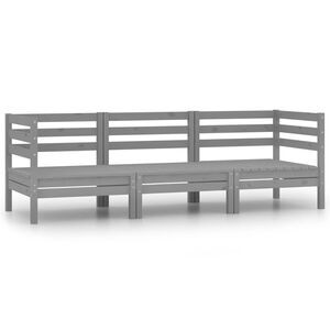 vidaXL 3 Piece Garden Lounge Set Solid Wood Pine Grey