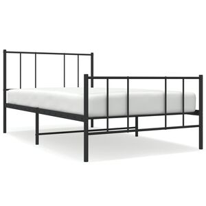 vidaXL Metal Bed Frame without Mattress with Footboard Black 107x203cm