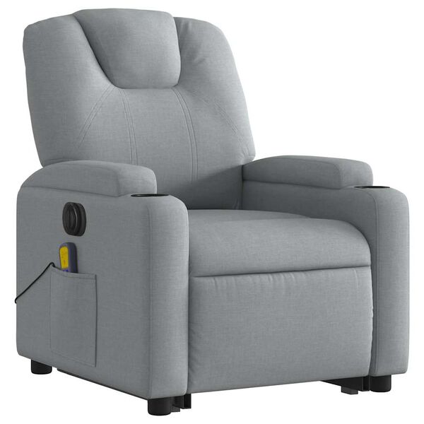 vidaXL Electric Stand up Massage Recliner Chair Light Grey Fabric