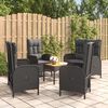 vidaXL 5 Piece Garden Dining Set with Cushions Black Poly Rattan