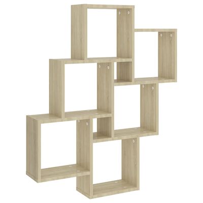 vidaXL Wall Cube Shelf Sonoma Oak 78x15x93 cm Engineered Wood