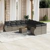 vidaXL 11 Piece Garden Sofa Set with Cushions Grey Poly Rattan