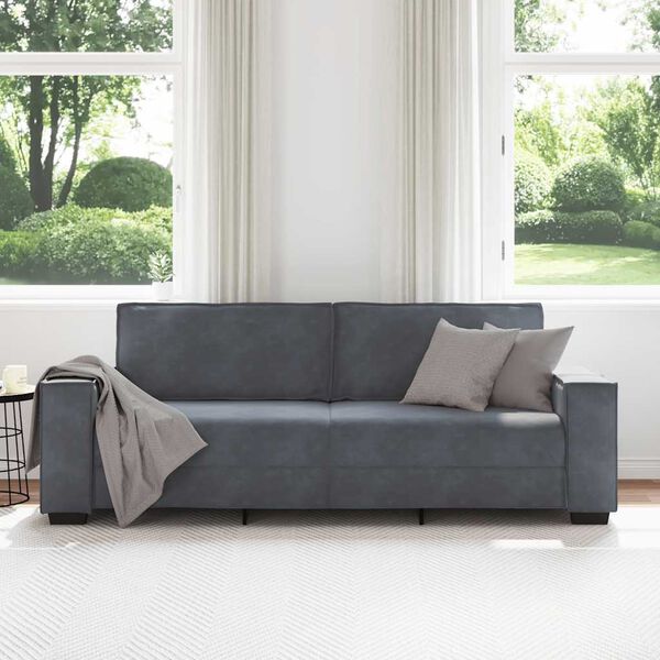 vidaXL 3-Seater Sofa Dark Grey 220x78x84 cm Velvet