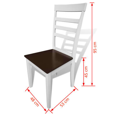 vidaXL Dining Chairs 4 pcs White and Brown Solid Wood and MDF