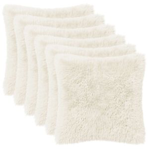 vidaXL Cushion with Pillow HEERLEN 6 pcs White PV Fleece