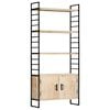 vidaXL Bookcase | Brown and Black | Solid mango wood and powder-coated iron