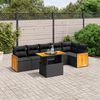 vidaXL 7 Piece Garden Sofa Set with Cushions Black Poly Rattan