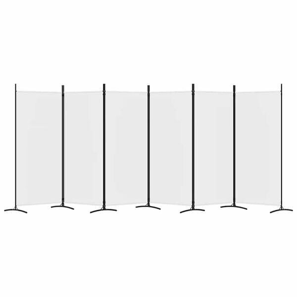 vidaXL 6-Panel Room Divider White 520x180 cm Fabric