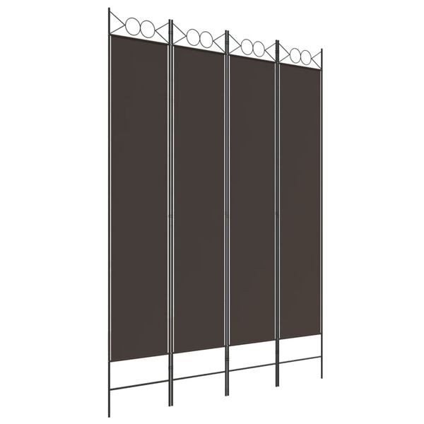 vidaXL 4-Panel Room Divider Brown 160x220 cm Fabric
