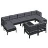 vidaXL 10 Piece Garden Lounge Set with Cushions Black Solid Pinewood