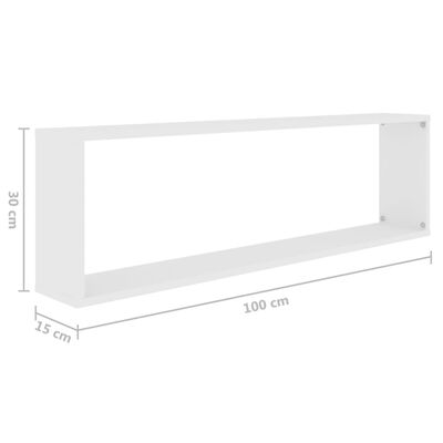 vidaXL Wall Cube Shelf 4 pcs White 100x15x30 cm Engineered Wood