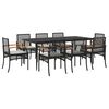 vidaXL 9 Piece Garden Dining Set with Cushions Black Poly Rattan