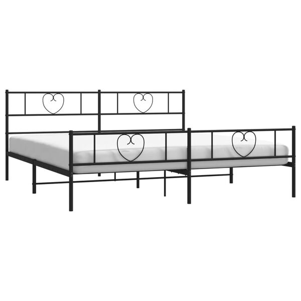 vidaXL Metal Bed Frame without Mattress with Footboard Black 180x200cm