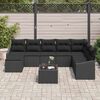 vidaXL Sofa Set with Cushion 9 pcs Black Poly Rattan