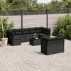 vidaXL 10 Piece Garden Sofa Set with Cushions Black Poly Rattan