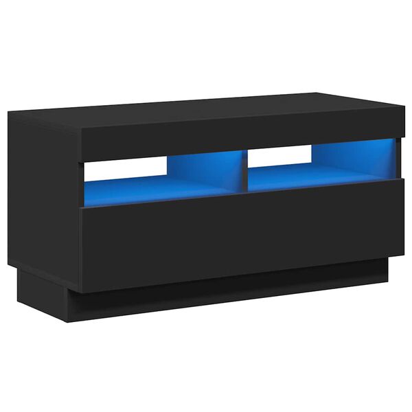 vidaXL TV Cabinet with LED Lights Black 80x35x40 cm