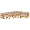 vidaXL 11 Piece Garden Lounge Set with Taupe Cushions Solid Wood
