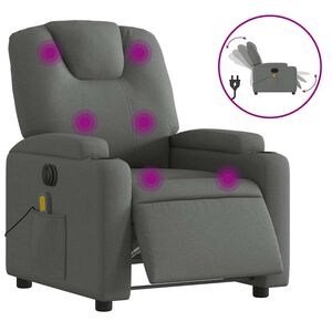 vidaXL Electric Massage Recliner Chair Dark Grey Fabric